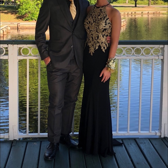 Gold and Black Prom Dress - Picture 1 of 2